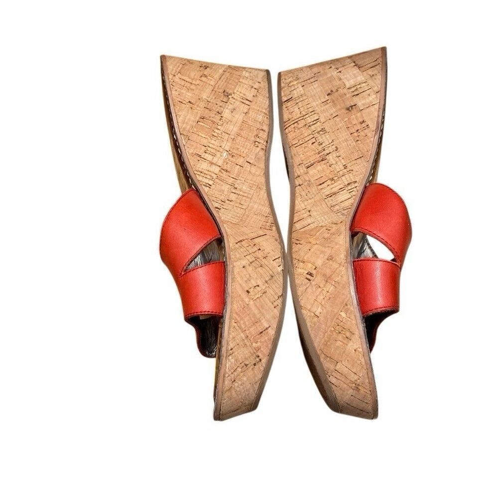 Sam Edelman Women's Reid Leather Cork Platform Sandal, Red, 7.5 M US - Picture 3 of 8